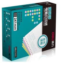 得力（deli）珊瑚海彩色電腦打印紙S241-3CS三層80列(撕邊 色序：白紅黃 1000頁/箱)